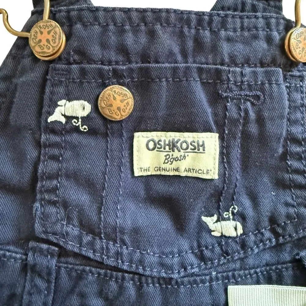 Osh Kosh B'Gosh Overall Dress Size 24 Months Navy Blue White Whales Nautical